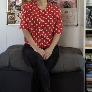 Vintage 80s Polkadot Blouse